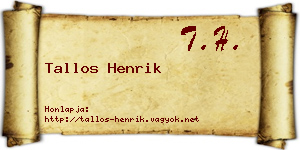 Tallos Henrik névjegykártya